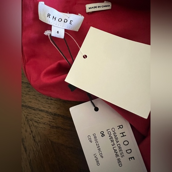 Rhode Chiara Dress Size 6 Lovers Lane Red Cutout Long Sleeve NWT Ruffle Hem - Picture 6 of 8